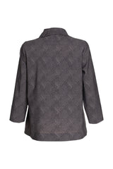 Open Collar Shirt - Charcoal Check Jersey 3407