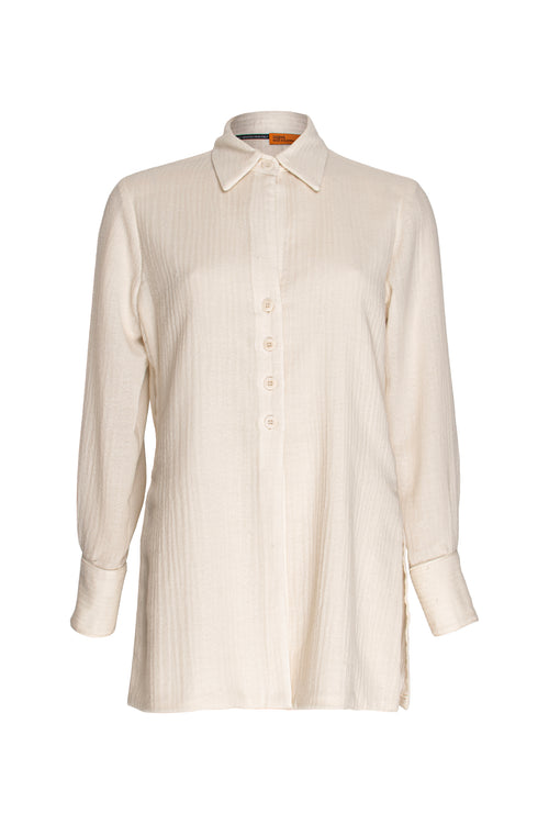 4 Button Shirt - Winter White Wool Blend 5907