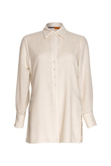 4 Button Shirt - Winter White Wool Blend 5907