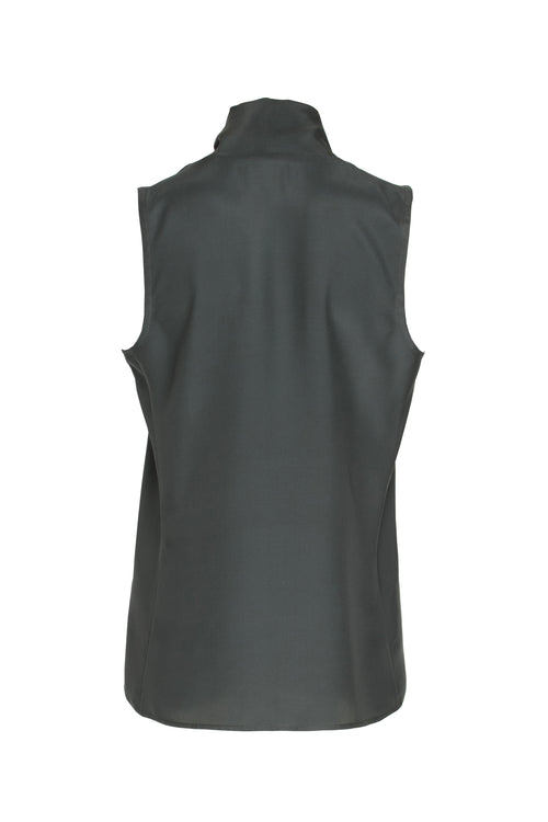 Shawl Collar Tank Top - Forest Green Silk 3436