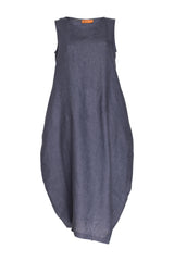 Asymmetric Panel Singlet Dress - Graphite Linen 3412