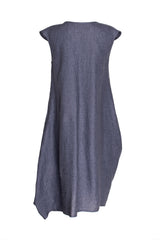 Tucked Cap Sleeve Dress - Charcoal Linen 3419