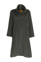 Drop Collar Long Coat - Olive 4639