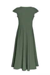 Multi Seam Cap Sleeve Dress - Forest 4634