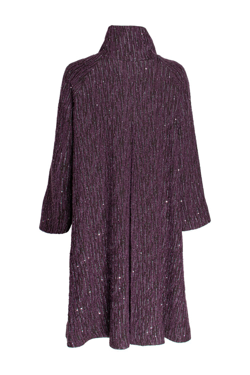 Drop Collar Long Coat - Berries 4638