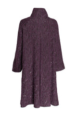 Drop Collar Long Coat - Berries 4638
