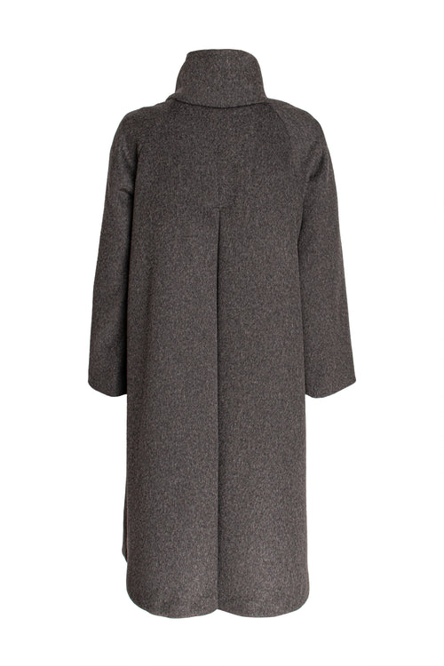 Drop Collar Long Coat - Charcoal 4671