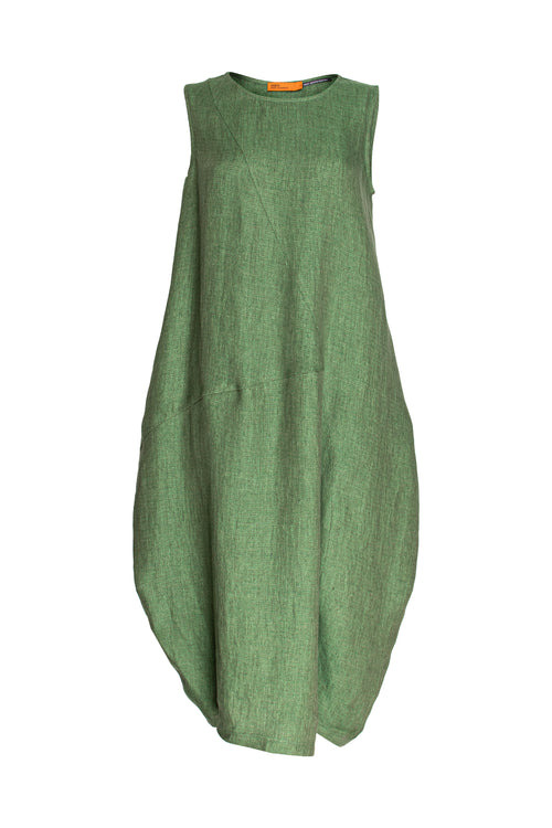 Asymmetric Panel Singlet Dress - Grass Linen 3354