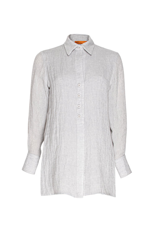 4 Button Shirt - Silver Linen 3339