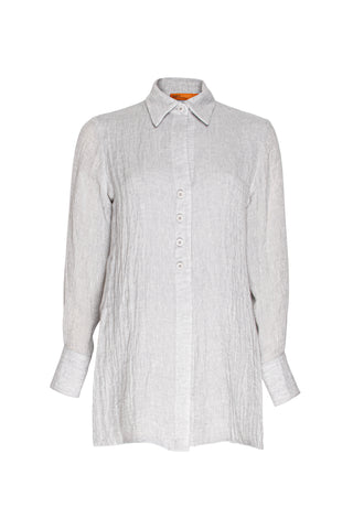 4 Button Uneven Hem Shirt - White 9763