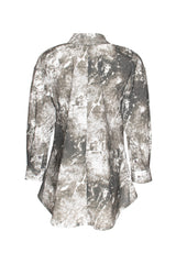Drop Shoulder Long Shirt - Dark Marble Print 4619