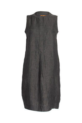 Short Sleeve Bell Panel Dress - Indigo Jacquard 7810