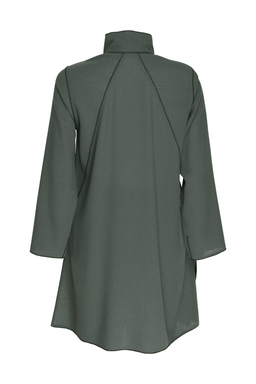 Uneven Hem Coat - Forest Wool 3443