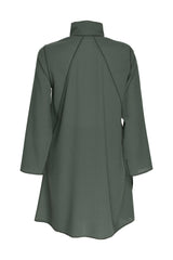 Uneven Hem Coat - Forest Wool 3443