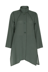 Uneven Hem Coat - Forest Wool 3443
