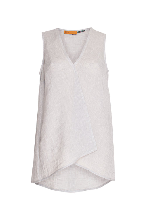 Linen V Neck Singlet - Silver 7830