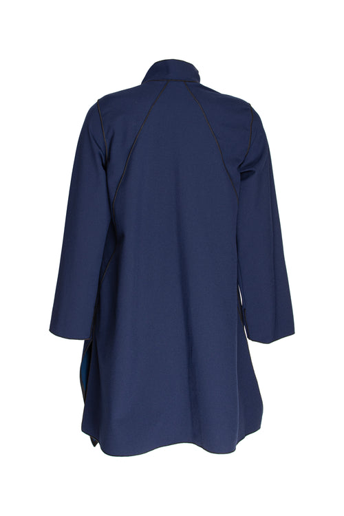 Uneven Hem Coat - Indigo 4659