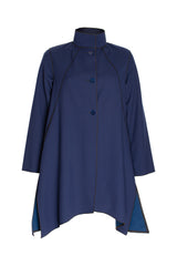 Uneven Hem Coat - Indigo 4659