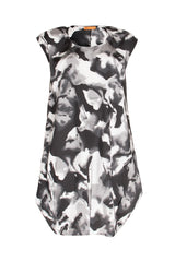 Tucked Hem Tunic - Black/White Print 3422