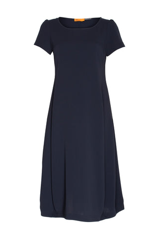 Short Sleeve Bell Panel Dress - Indigo Jacquard 8613