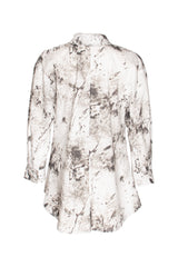 Drop Shoulder Long Shirt - Light Marble Print 4618