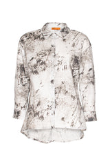 Drop Shoulder Long Shirt - Light Marble Print 4618