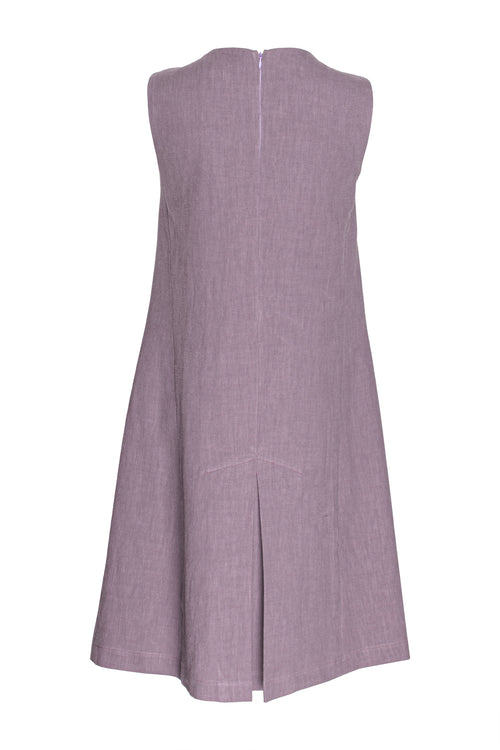 Pleated Hem Dress - Grape Linen 3383