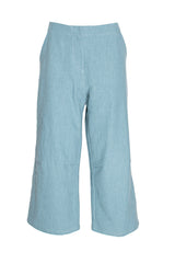Elastic Waist 3/4 Pant - Teal Linen 3378