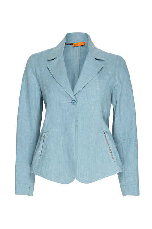 Laced Back Jacket - Teal Linen 3375