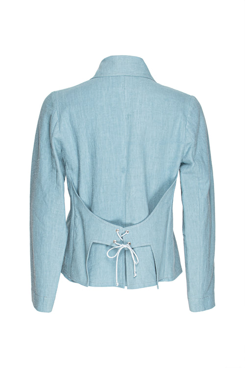 Laced Back Jacket - Teal Linen 3375