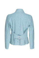 Laced Back Jacket - Teal Linen 3375