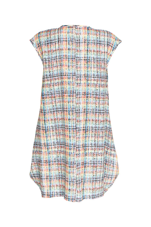Tucked Hem Tunic - Multi Check Linen 3425