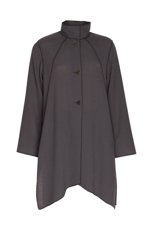 Uneven Hem Coat - Mocha Wool 3445