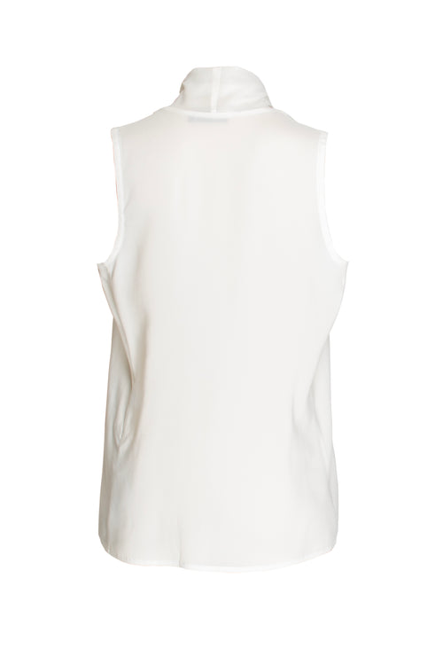 Shawl Collar Tank Top - White Viscoes 3441
