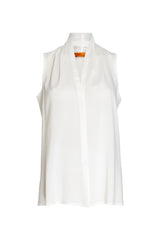 Shawl Collar Tank Top - White Viscoes 3441