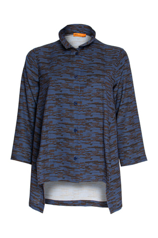 Open Collar Shirt - Charcoal Check Jersey 3407