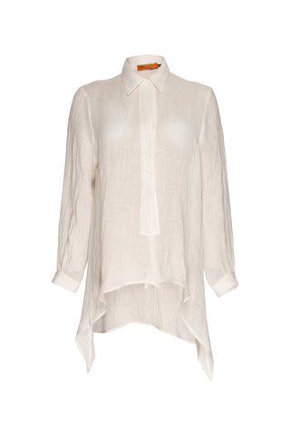 Asymmetric Angle Shirt - White Cotton 5048
