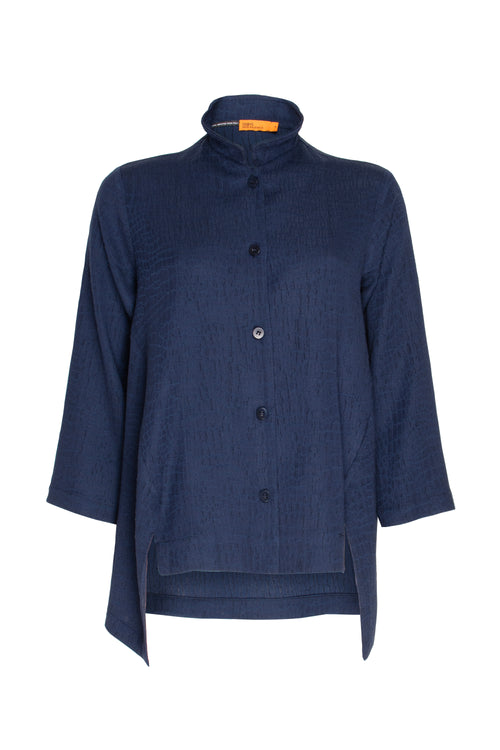 Drop Hem Shirt - Navy Texture 3452