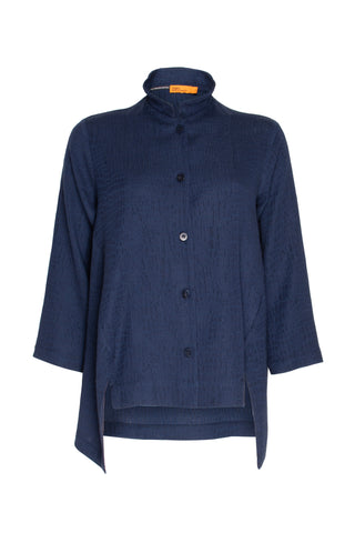 4 Button Shirt - Black Wool Blend 5906