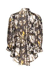 Drop Shoulder Long Shirt - Black/Olive Print 4620