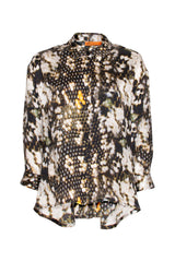 Drop Shoulder Long Shirt - Black/Olive Print 4620