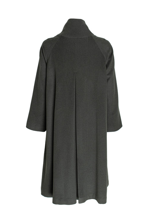 Drop Collar Long Coat - Olive 4639