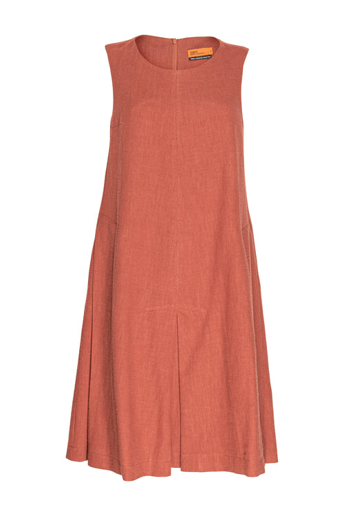 Pleated Hem Dress - Henna Linen 3382
