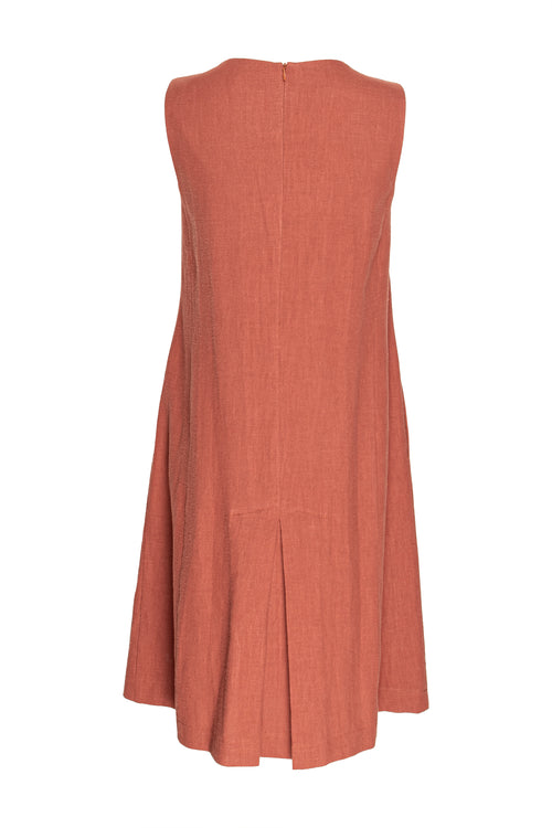 Pleated Hem Dress - Henna Linen 3382