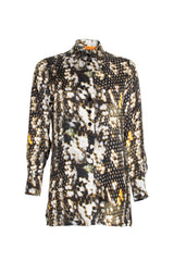 4 Button Shirt - Olive Print Silk 3429