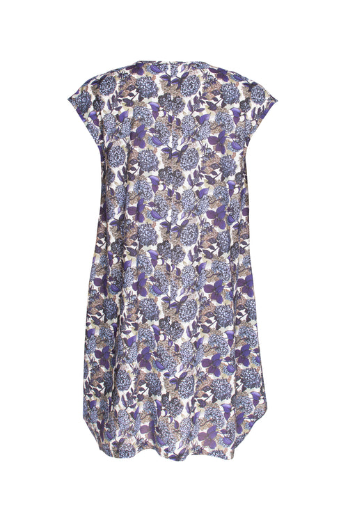 Tucked Hem Tunic - Purple/White Print 3424