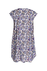 Tucked Hem Tunic - Purple/White Print 3424
