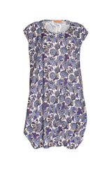 Tucked Hem Tunic - Purple/White Print 3424
