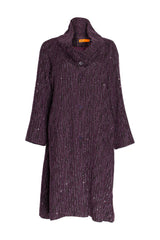 Drop Collar Long Coat - Berries 4638