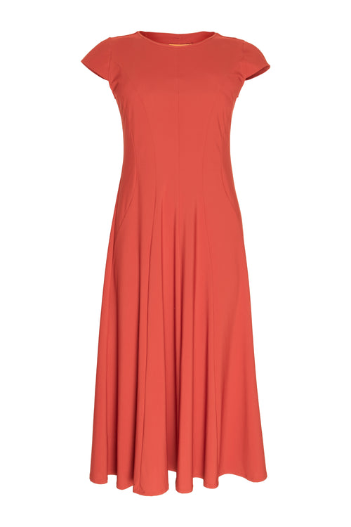 Multi Seam Cap Sleeve Dress - Paprika 8633